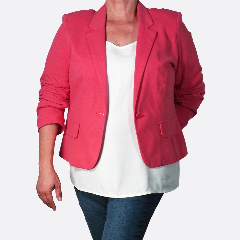 Cynthia Rowley 100% Cotton Single Button Coral Pink Blazer Jacket XL/1X